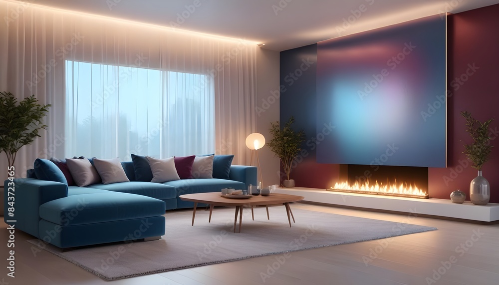 Photo interior modern design room 3D illustration Photo interior modern design room 3D illustration