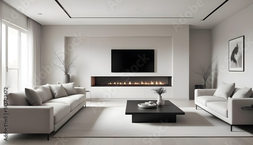 Photo interior modern design room 3D illustration