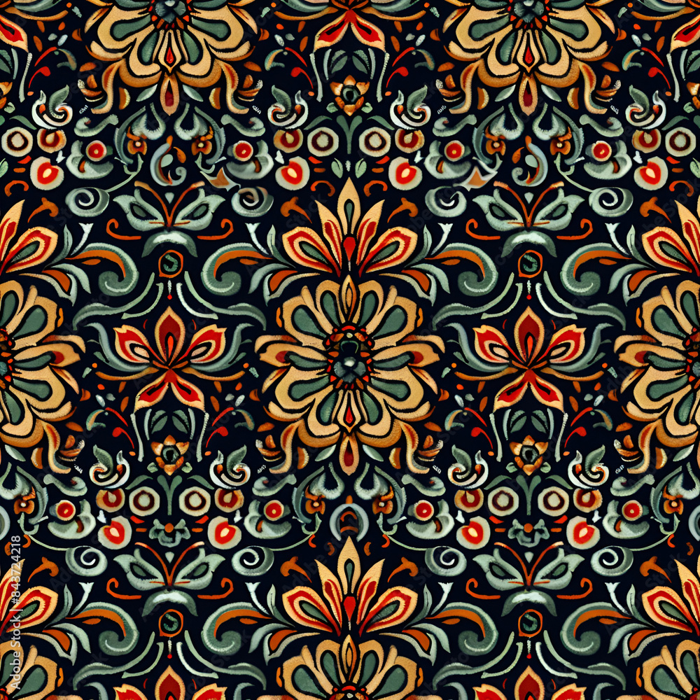intricate bohemian style fabric pattern