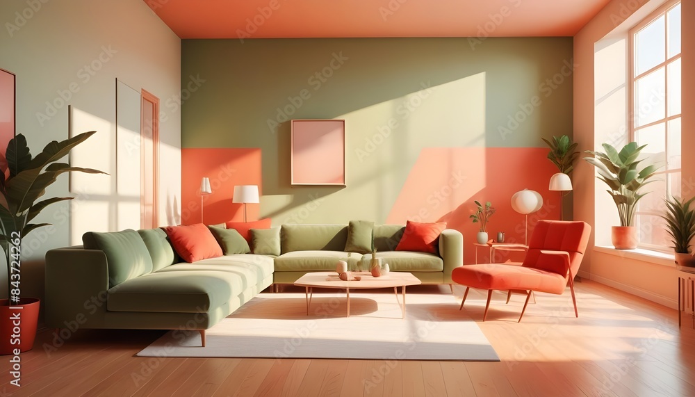 Fototapeta premium Photo interior modern design room 3D illustration