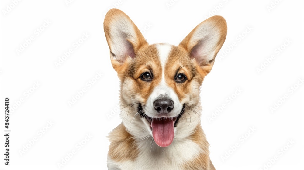 Adorable Corgi dog with big ears and happy expression isolated on white background Adorable Corgi dog with big ears and happy expression isolated on white background