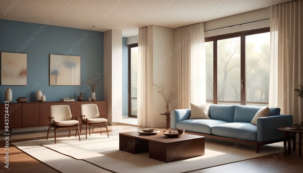 Photo interior modern design room 3D illustration Photo interior modern design room 3D illustration