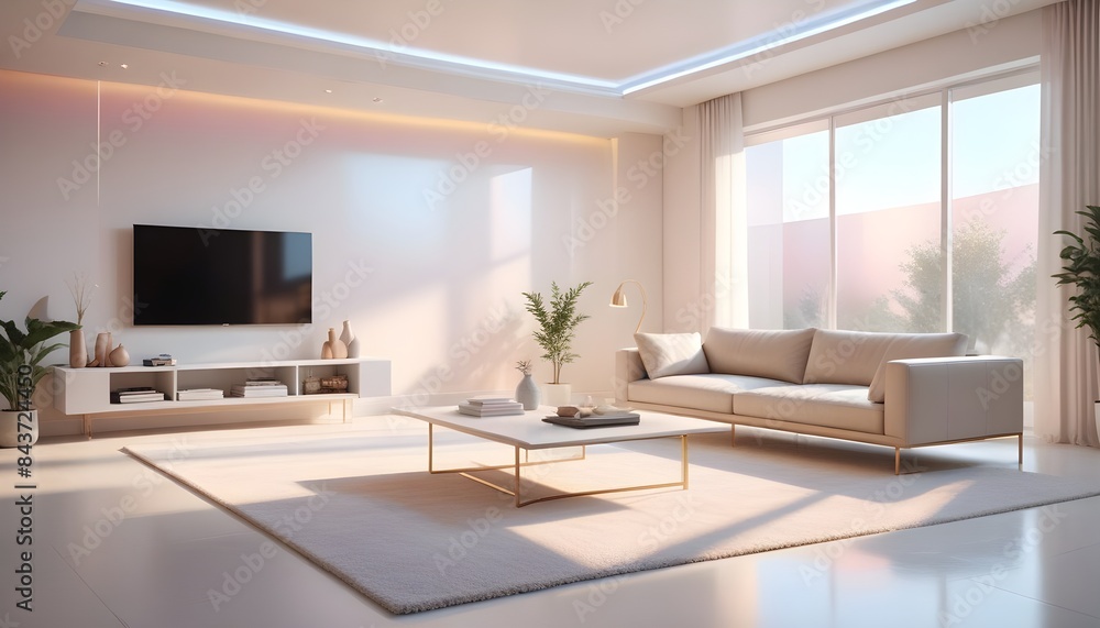 Photo interior modern design room 3D illustration Photo interior modern design room 3D illustration