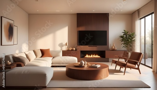 Photo interior modern design room 3D illustration