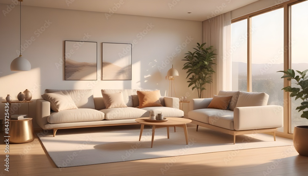 Photo interior modern design room 3D illustration Photo interior modern design room 3D illustration