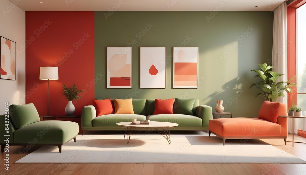 Photo interior modern design room 3D illustration Photo interior modern design room 3D illustration