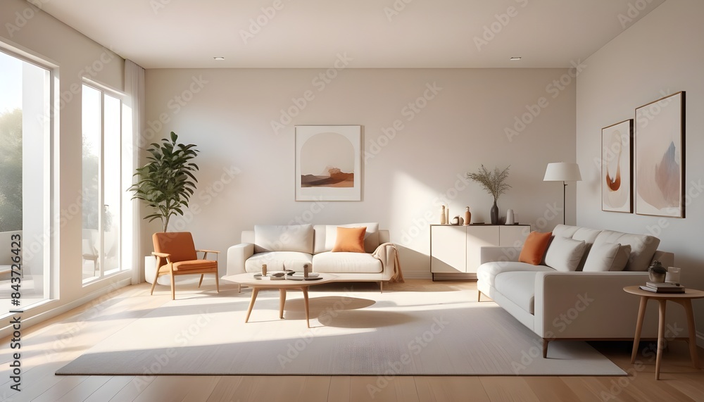 Photo interior modern design room 3D illustration
