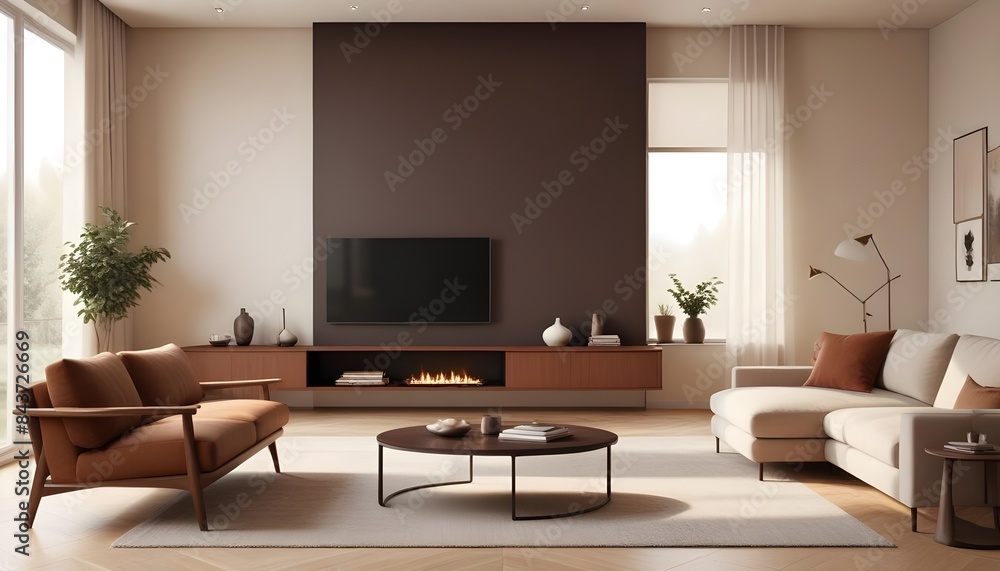 Photo interior modern design room 3D illustration Photo interior modern design room 3D illustration