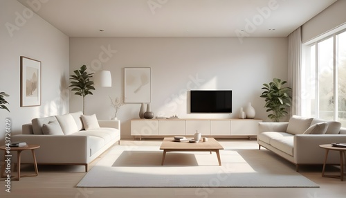 Photo interior modern design room 3D illustration