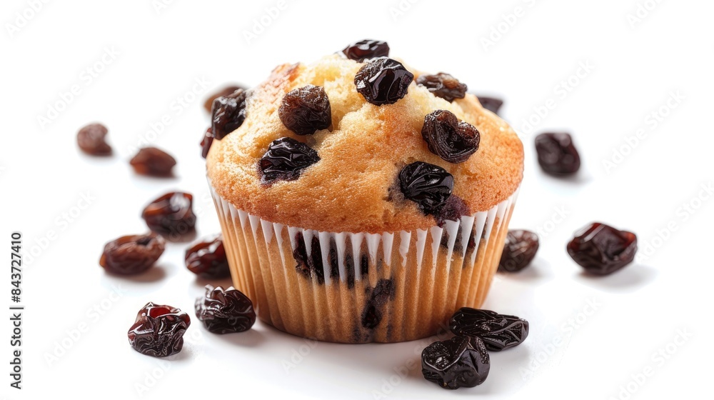 Raisin cupcake isolated on white background Raisin cupcake isolated on white background
