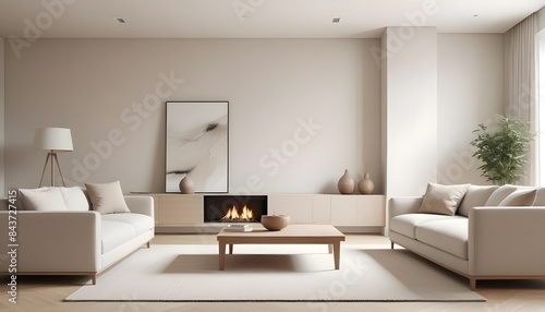Photo interior modern design room 3D illustration