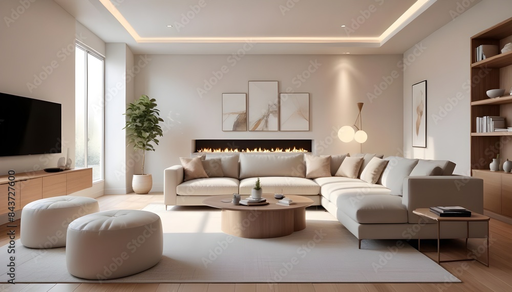 Photo interior modern design room 3D illustration Photo interior modern design room 3D illustration