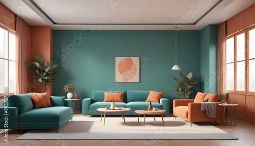 Photo interior modern design room 3D illustration