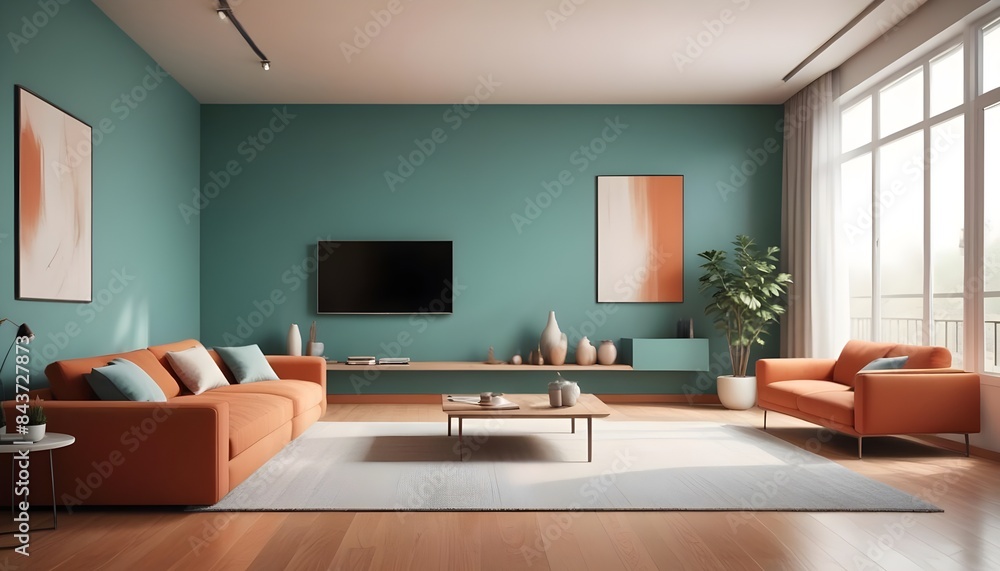 Photo interior modern design room 3D illustration Photo interior modern design room 3D illustration