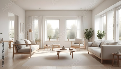 Photo interior modern design room 3D illustration