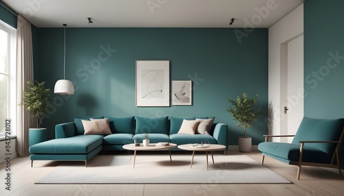 Photo interior modern design room 3D illustration