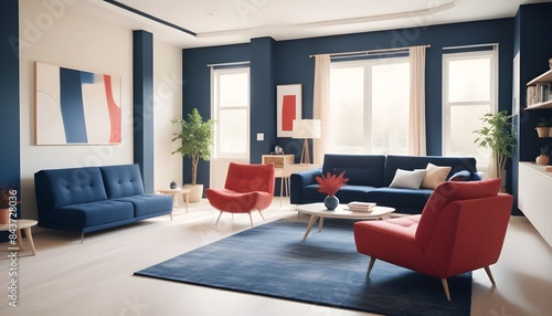 Photo interior modern design room 3D illustration