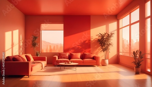 Photo interior modern design room 3D illustration