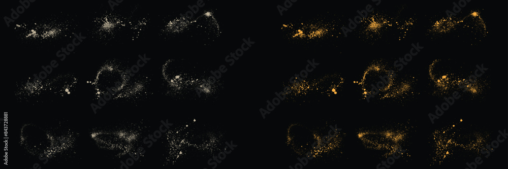 Abstract gold glitter and white color splatter texture luxury festive confetti collection Abstract gold glitter and white color splatter texture luxury festive confetti collection