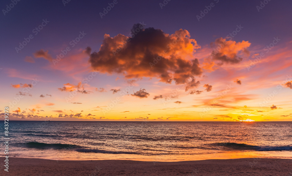 a beautiful sunset at sea on the island of Aruba generated with artificial intelligence a beautiful sunset at sea on the island of Aruba generated with artificial intelligence