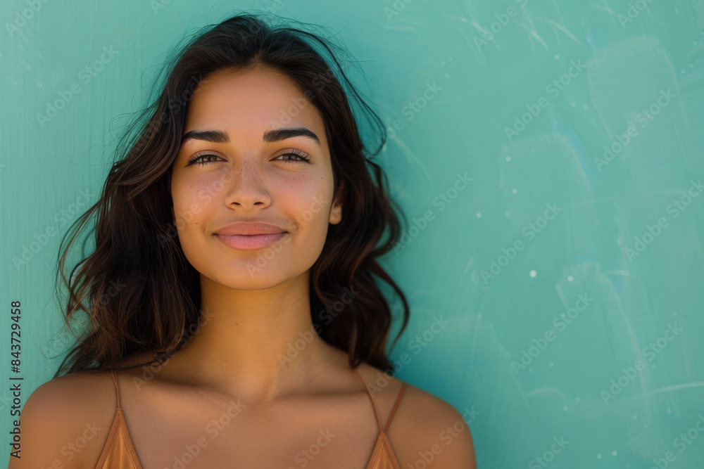 A close up portrait of a young woman with a subtle smile