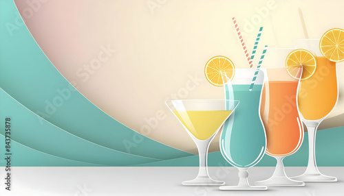 Smooth, Perfectly Clean Cocktails party for graphic backgrounds on digital art concept, Generative AI