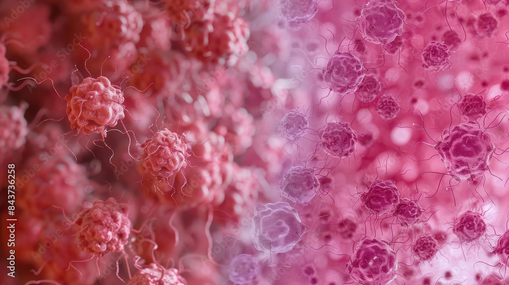 Comparison of cancer cells before and after chemotherapy, side by side, highdefinition, medical illustration, educational and clear, treatment effectiveness Comparison of cancer cells before and after chemotherapy, side by side, highdefinition, medical illustration, educational and clear, treatment effectiveness