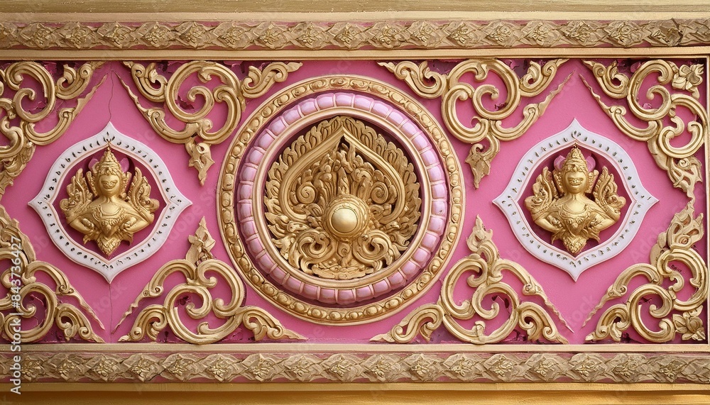 Elegant Traditions: Pink and Gold Thai Pattern Frame