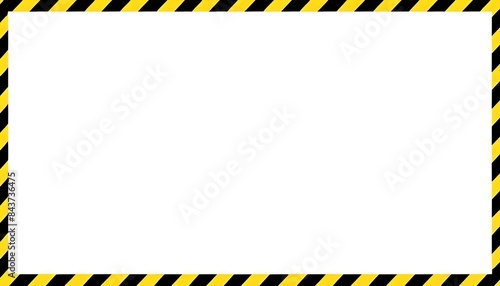 A yellow and black striped border frame surrounding a blank white background