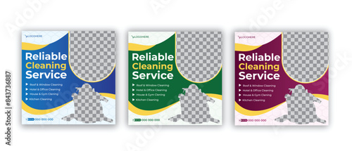 Cleaning service social media post banner template. Home Cleaning social media post banner. office, home and hotel cleaning social media post banner. Cleaning service marketing post banner design
