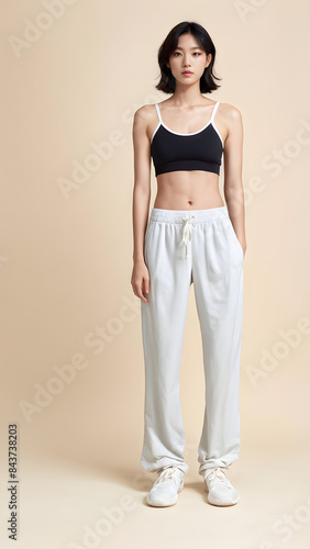 Beautiful Asian and Japanese women in neat sportswear, fashion beauty concept