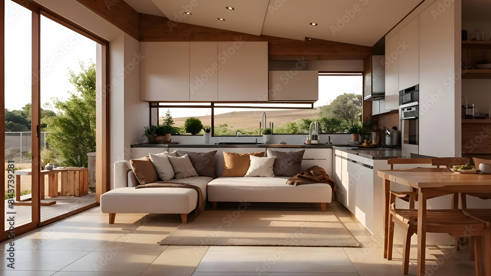 Fototapeta premium modern living room with fireplace