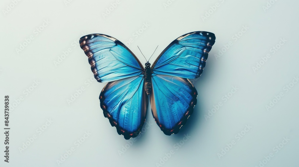 Fototapeta premium Morpho butterfly s color showcased against white background