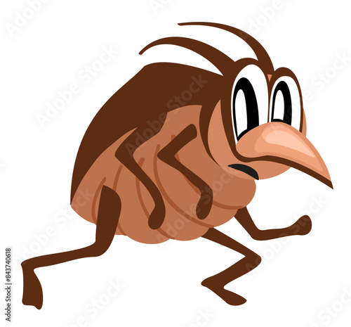Bed bug. Funny cartoon vector isolated illustration