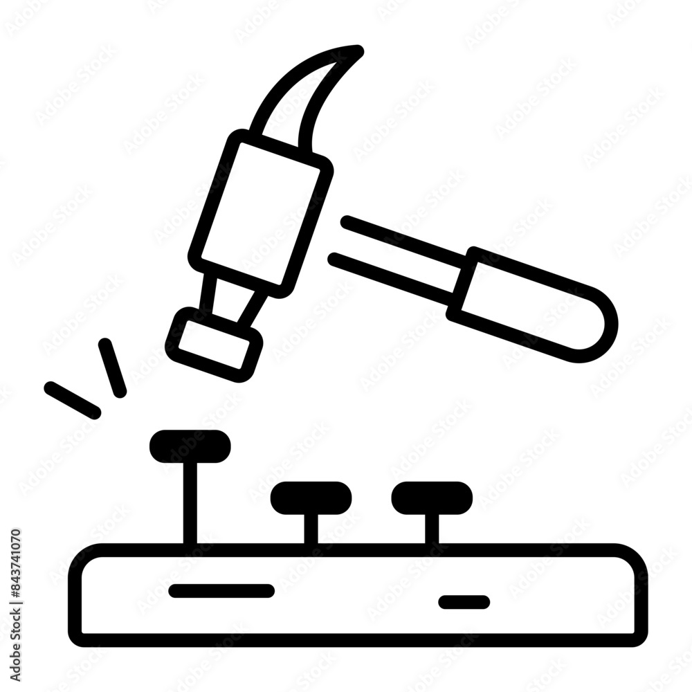A customizable outline icon of nail fixing A customizable outline icon of nail fixing