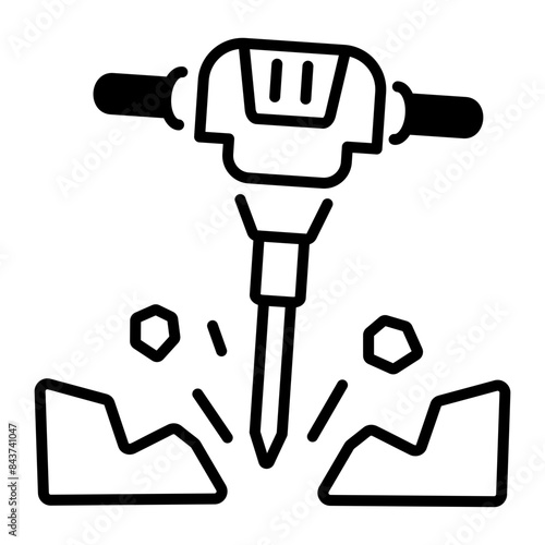 Premium outline icon of pneumatic drill 