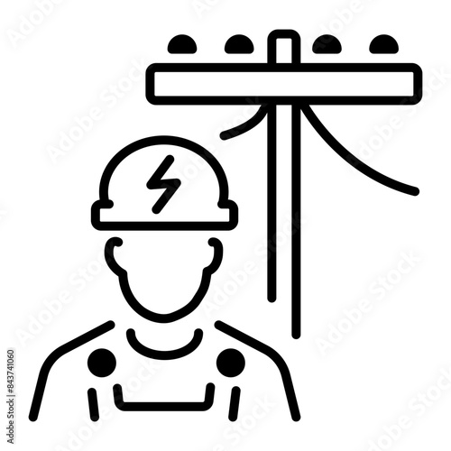 Ready to use line icon of electrician 