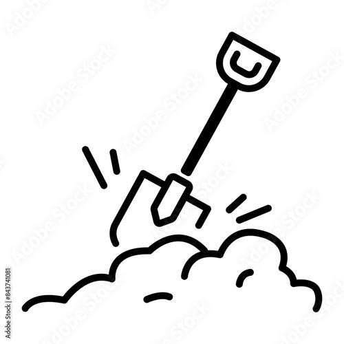 Easy to use line icon of digging shovel 
