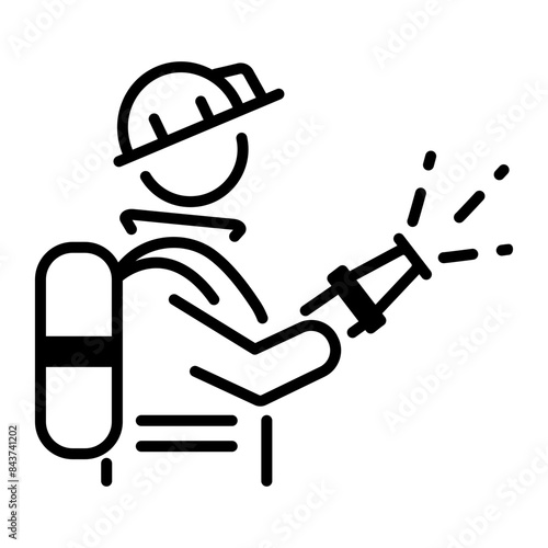 Easy to use line icon of firefighter