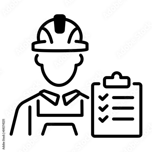 A handy line style icon of contractor