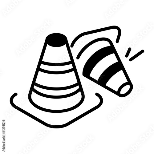 Easy to use line icon of safety cones 