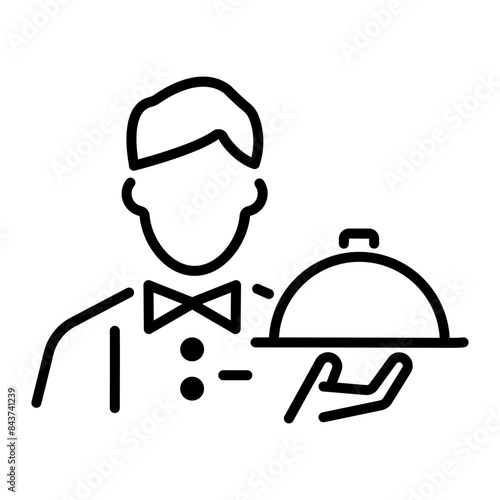 Check outline style icon of waiter 