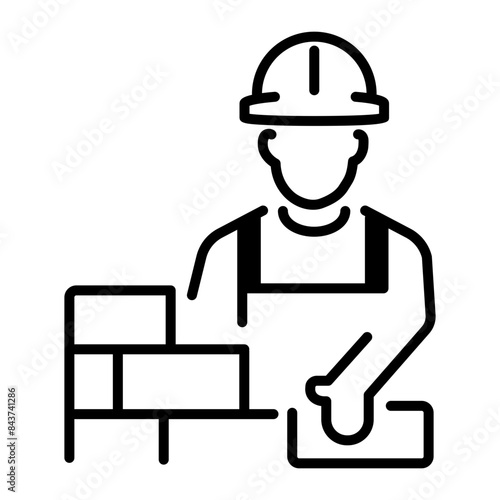 Canvas Print Get a glimpse of bricklaying line icon