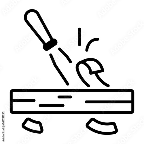 An outline icon of wood scraper 