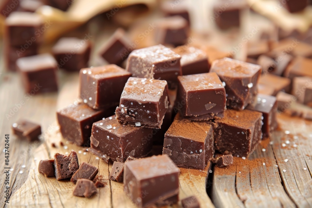 Pieces of chocolate, sugar dessert, food background Pieces of chocolate, sugar dessert, food background
