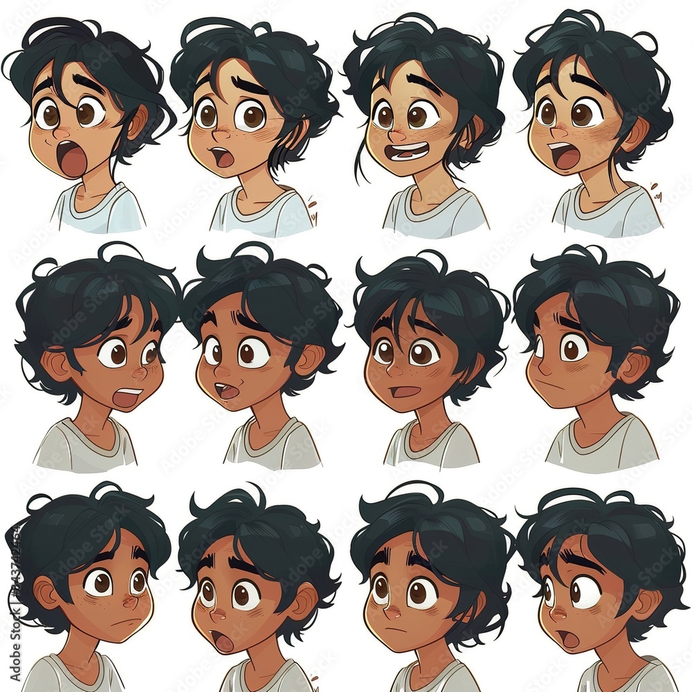 Cartoon Boy with Various Facial Expressions. Cartoon Boy with Various Facial Expressions.