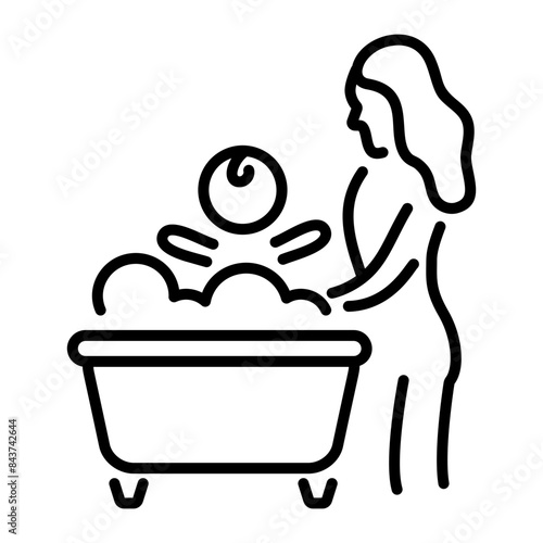 Download this linear icon of baby bath 