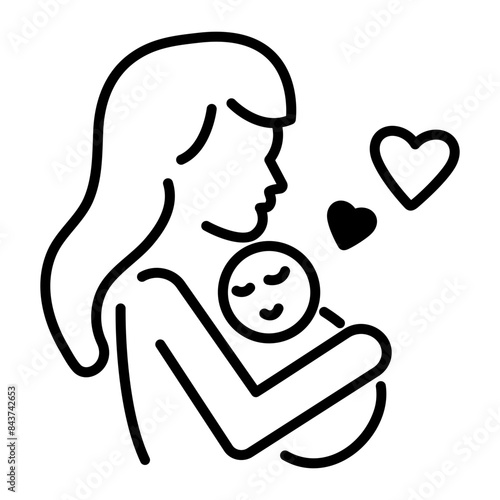 Modern linear icon depicting mom love 