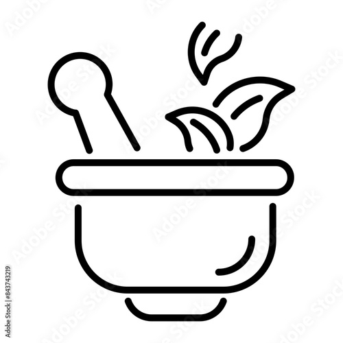 A handy line icon of herbal medicine 