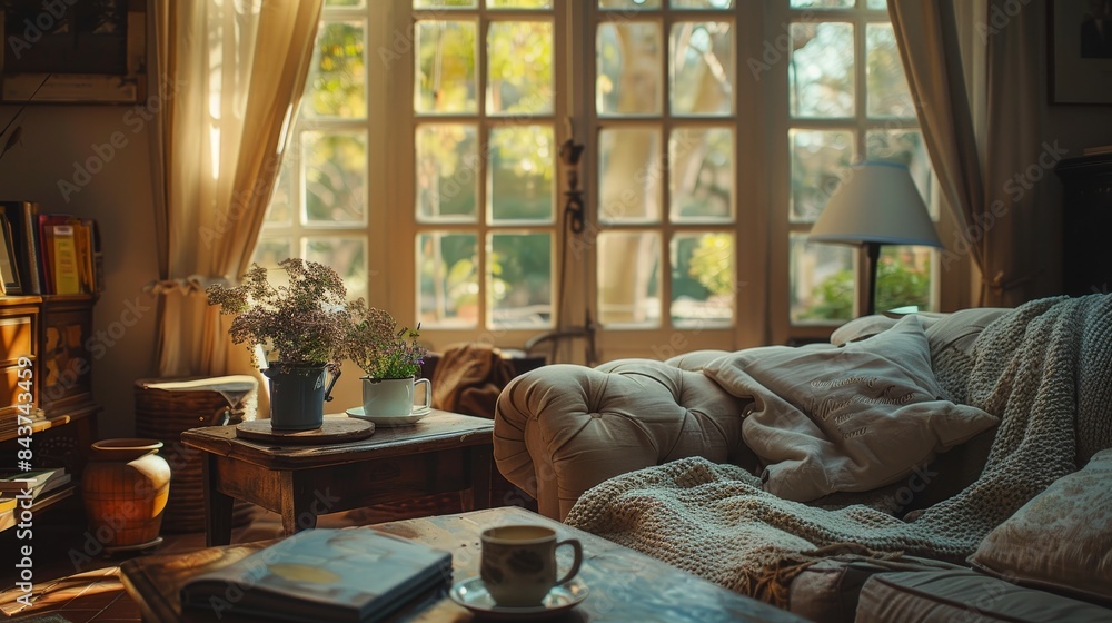 Generate an image portraying the welcoming comfort of a room Generate an image portraying the welcoming comfort of a room